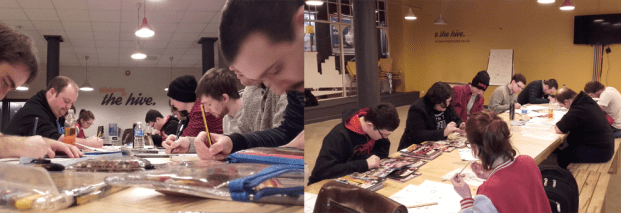 Creating their own heroes in the Fandom Workshop in the NOWproject, hosted by Revolve Comics.